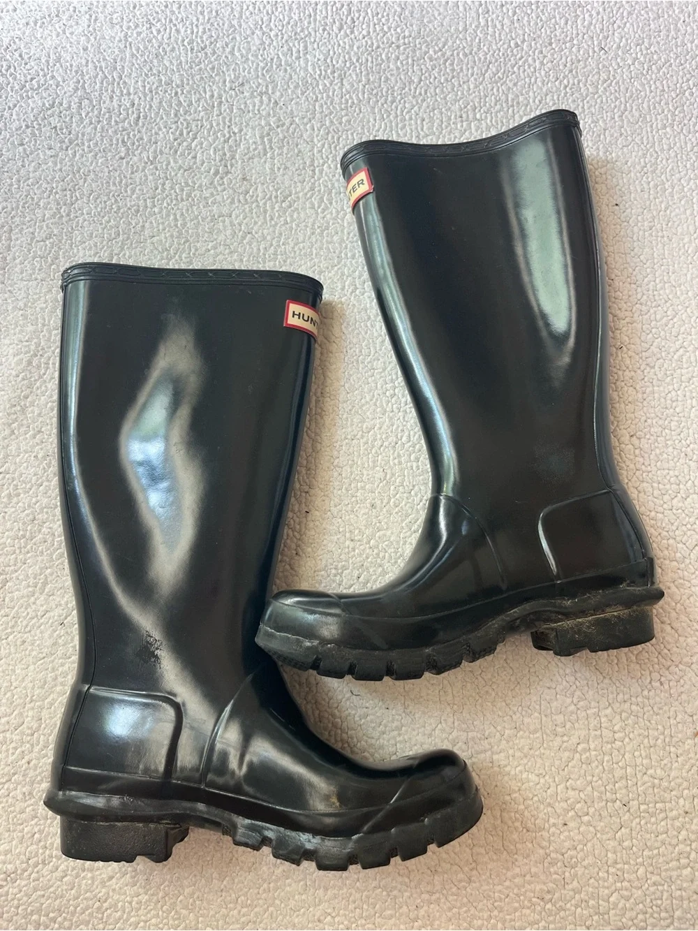 HUNTER ORIGINAL TALL GLOSS RAIN BOOTS BLACK US 4